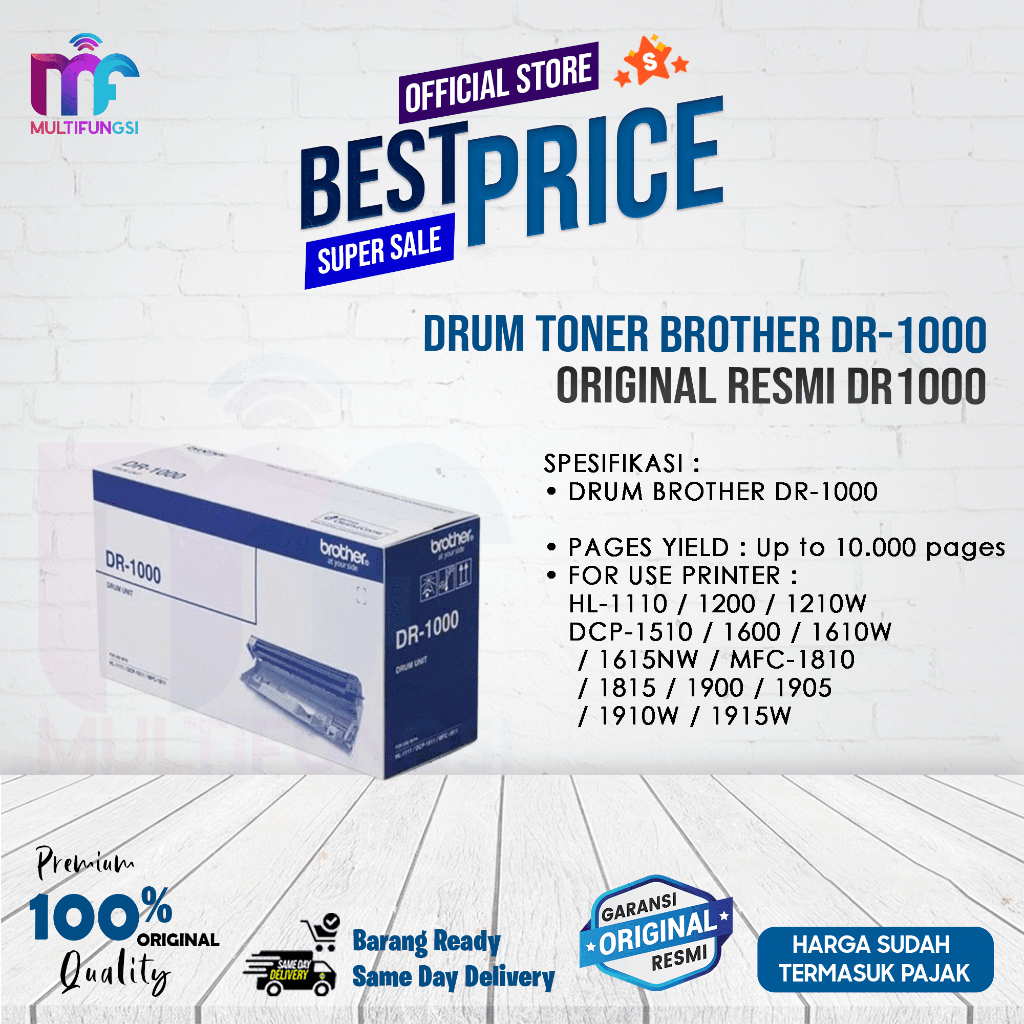 Drum Toner Brother DR-1000 Original Resmi DR1000