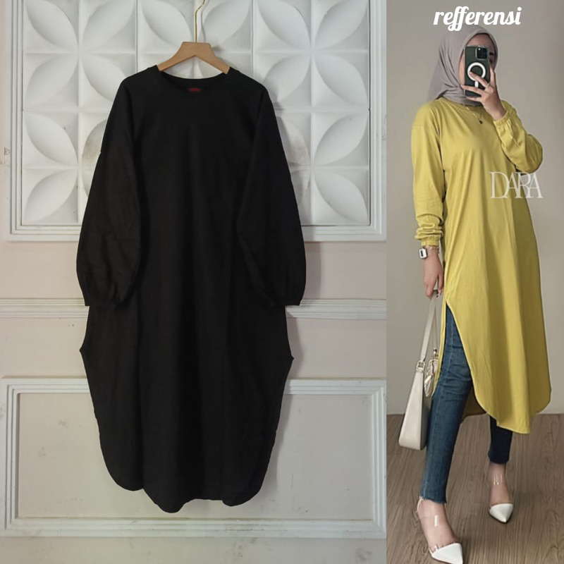 LONG TUNIK KAOS MODEL UNIQLO / DRESS KAOS POLOS / KAOS POLOS PANJANG WANITA / TUNIK KAOS BY JEVANNI 