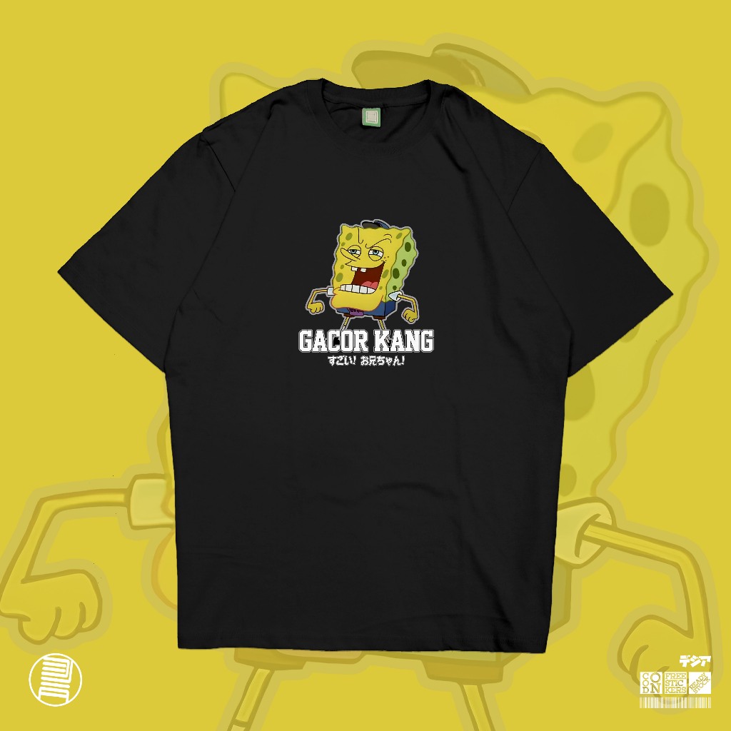 T-Shirt Gacor Kang Spongebob Meme Shitpost Kartun Baju Kaos DJA Cloth