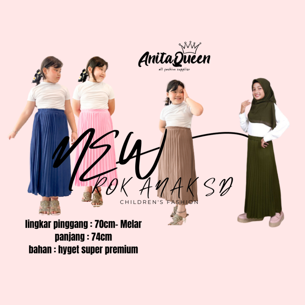 Rok Plisket Anak  SD Hyget Super Premium Panjang / Rok Rempel Mayung