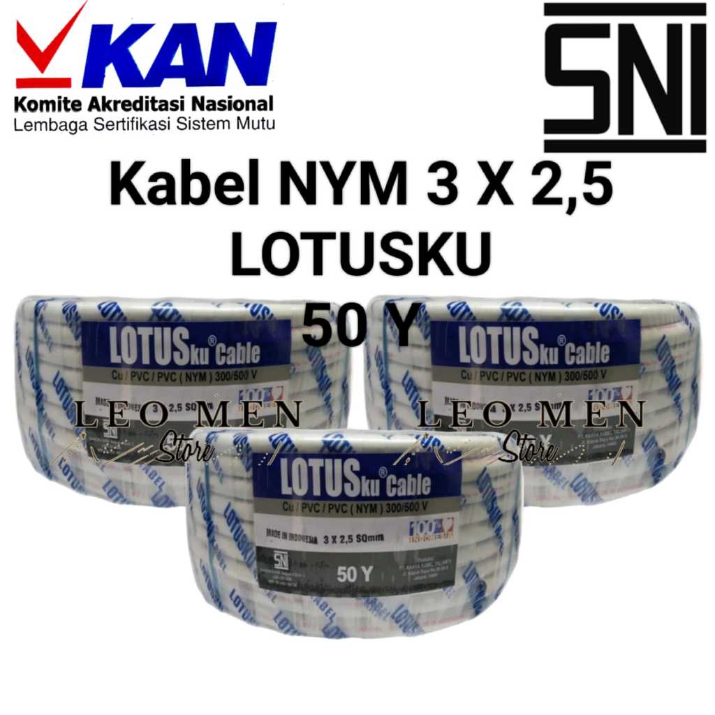 Kabel Listrik~Kabel LOTUSku~NYM 3 X 2,5 mm~Kawat Tembaga~Meteran