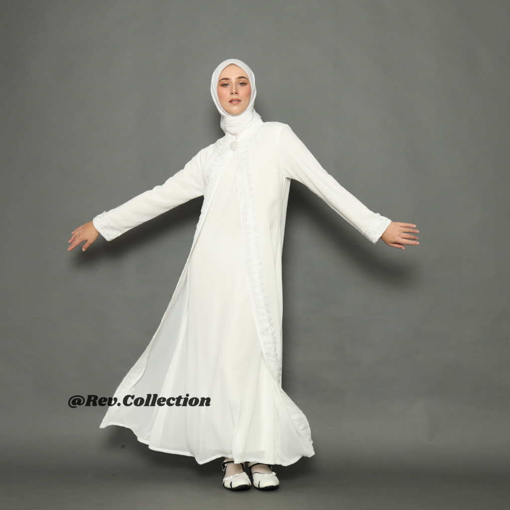 Baju Gamis Wanita Putih Wanita Brukat Baju Lebaran Umroh Haji Busana Silk Premium