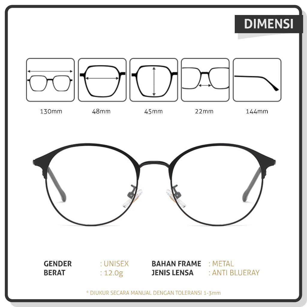 Colore.in Kacamata Anti Radiasi Lensa Minus Photocromic Anti Blueray Wanita Pria Terbaru Kacamata Fashion Metal Bentuk Bulat Anti Silau Frame Kacamata Komputer 9810-8