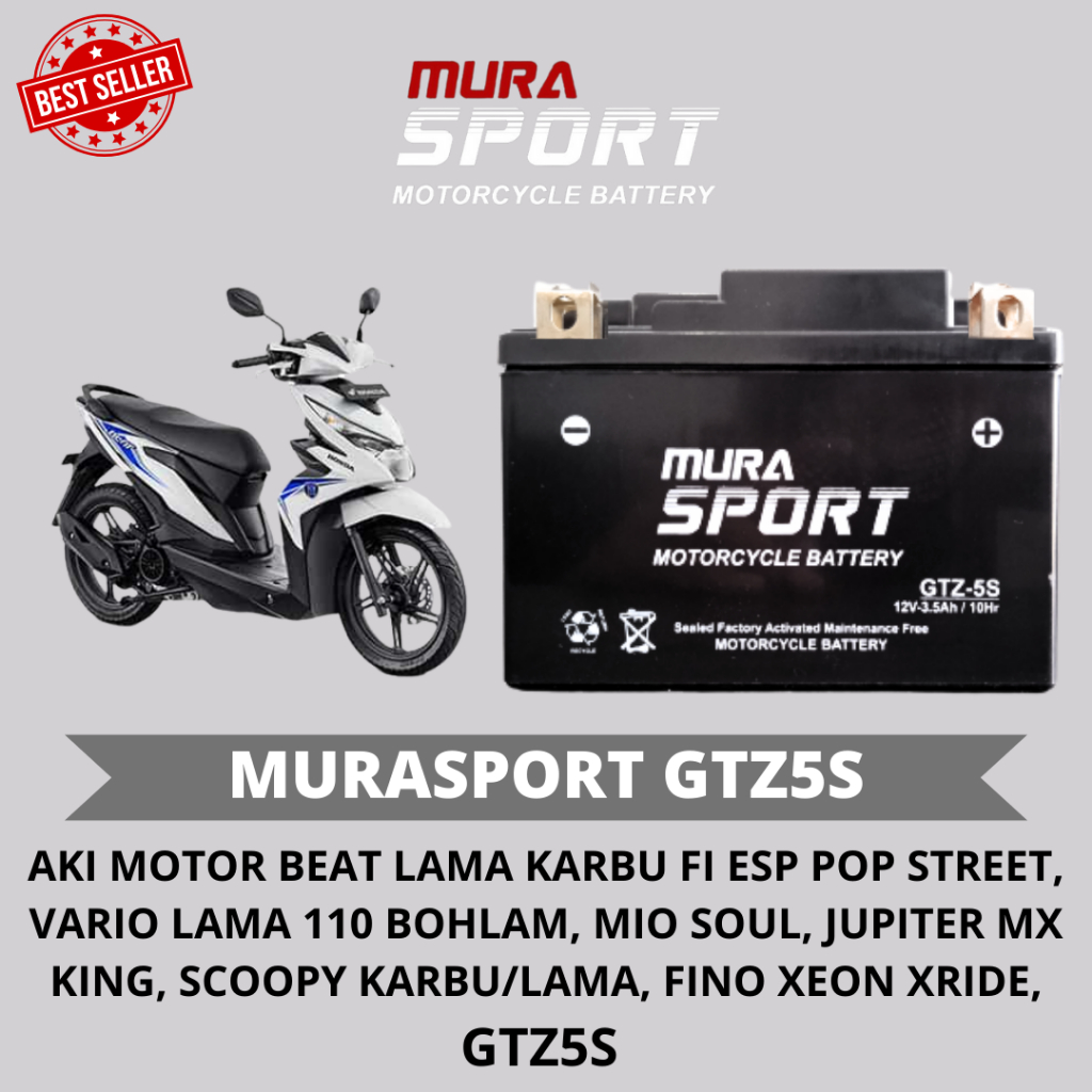Aki Motor BEAT VARIO 110 MIO SOUL gtz5s aki kering scoopy karbu MURASPORT