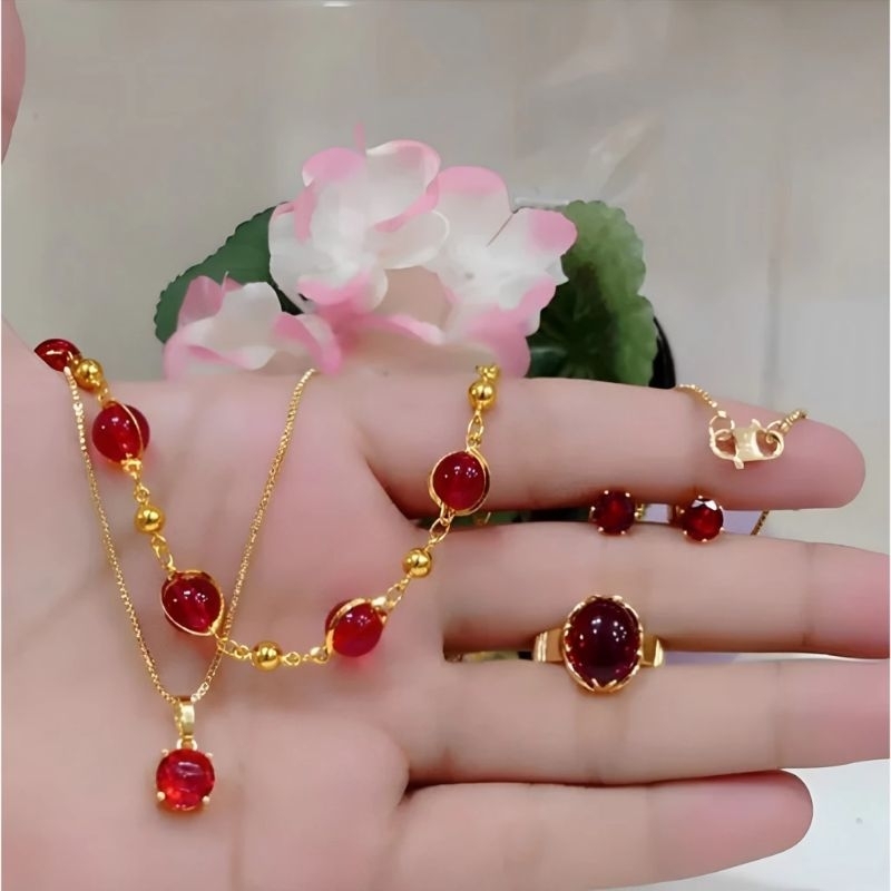 Satu Set Perhiasan Berlapis Emas 24k