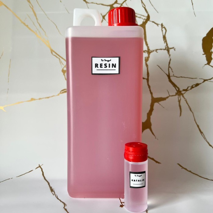 RED Polyester Recine RESIN MERAH 1000 ml 1 Liter + 20 ml Katalis GRP Glass Reinforced Plastic Cataly