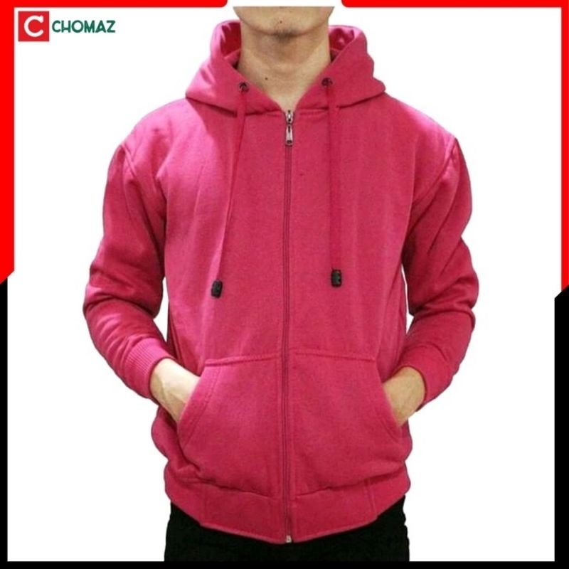 Sweater Hoodie Resleting Polos Jaket Zipper Fleece Navy Pria Wanita L XL XXL Chomaz