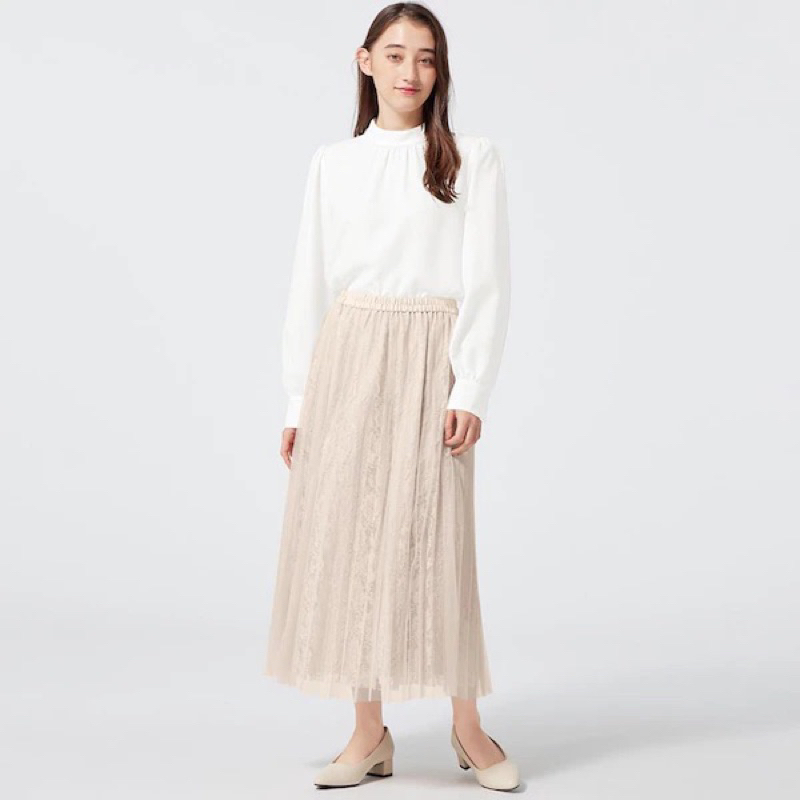 PRELOVED GU Global by UNIQLO Pleated Brocade Skirt / GU Tile pleated skirt / Rok brukat plisket GU U