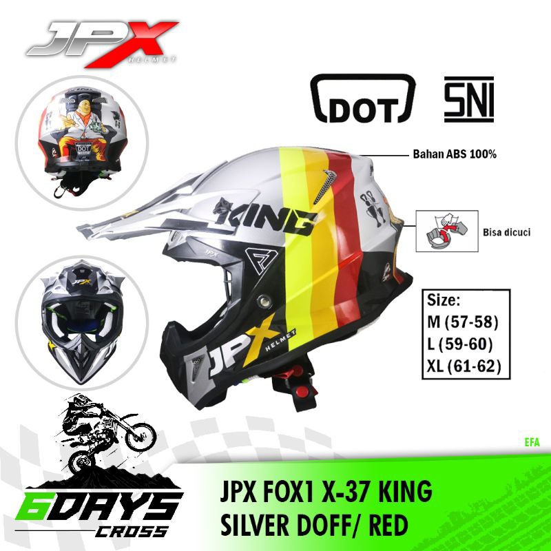 Helm Cross JPX FOX1 X-37 King Silver red Glossy / Doff