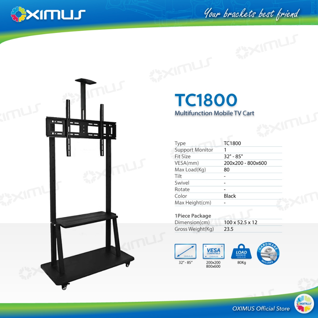 Bracket Standing Roda LED TV Rotate 32" - 85" OXIMUS TC1800