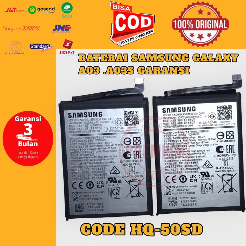 BATERAI BATRE SAMSUNG GALAXY A03 / A03S ORIGINAL 100% SEIN BATERAI HQ-50SD A03 ORIGINAL NEW 100%