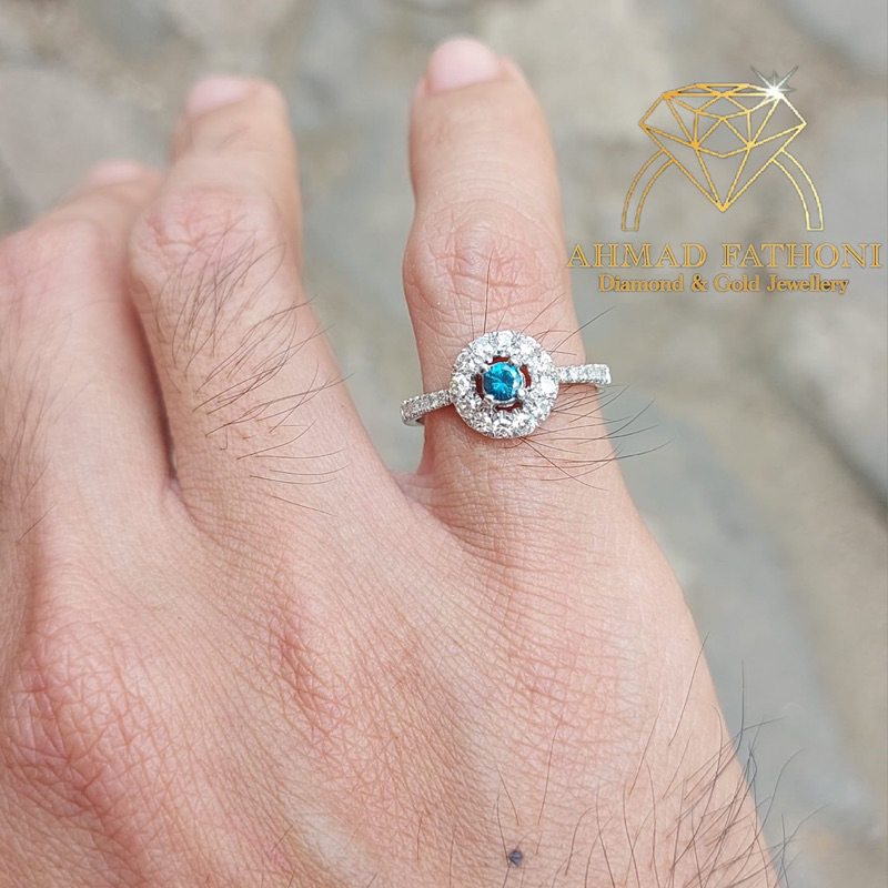 Cincin Emas Berlian Biru 0,15ct & 0,33ct Cincin Wanita Cincin Emas Berlian Cincin Berlian Eropa Cinc