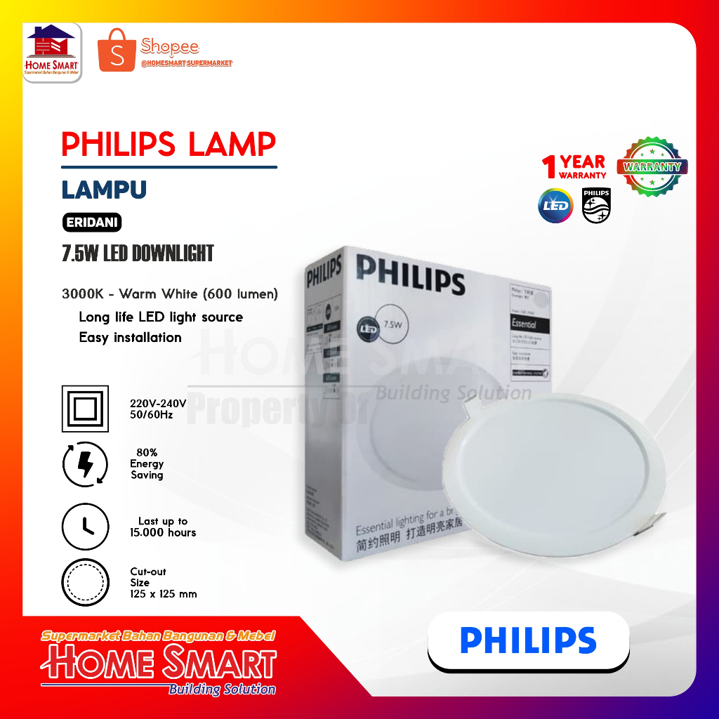 Philips Eridani 7.5w 3000K 59262 / Downlight Philips Eridani 7.5w