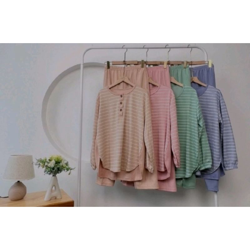 Azuha setelan one set(baju dan celana) by Asofa