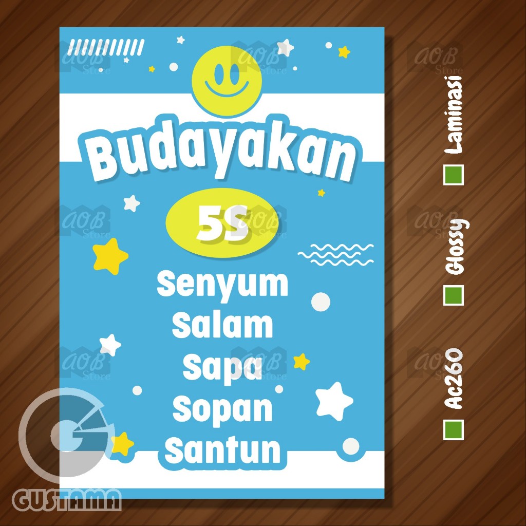 Poster Budayakan 5S, Senyum Salam Sapa Laminasi A3