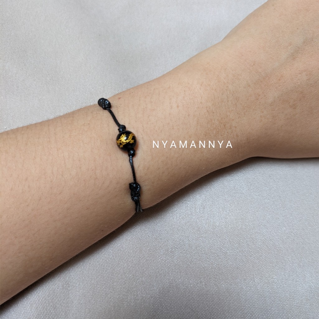 Gelang Tali Korea Waterproof Bola Naga Emas Hitam Namas Series