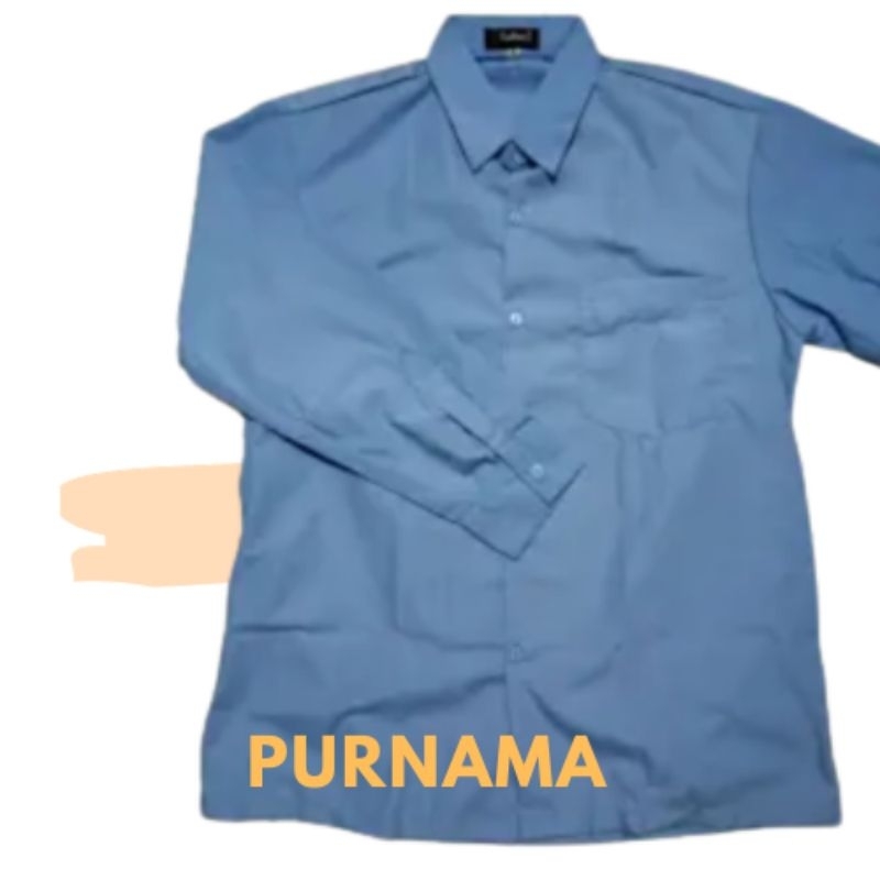 seragam kemeja biru telur asin