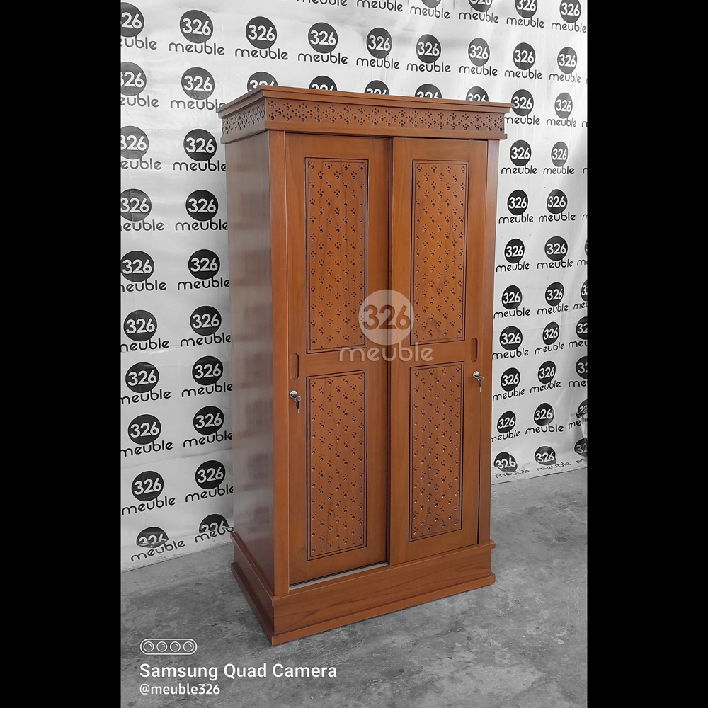 Lemari Pakaian 2 Pintu Sliding Minimalis - Almari Anak Sliding Jati