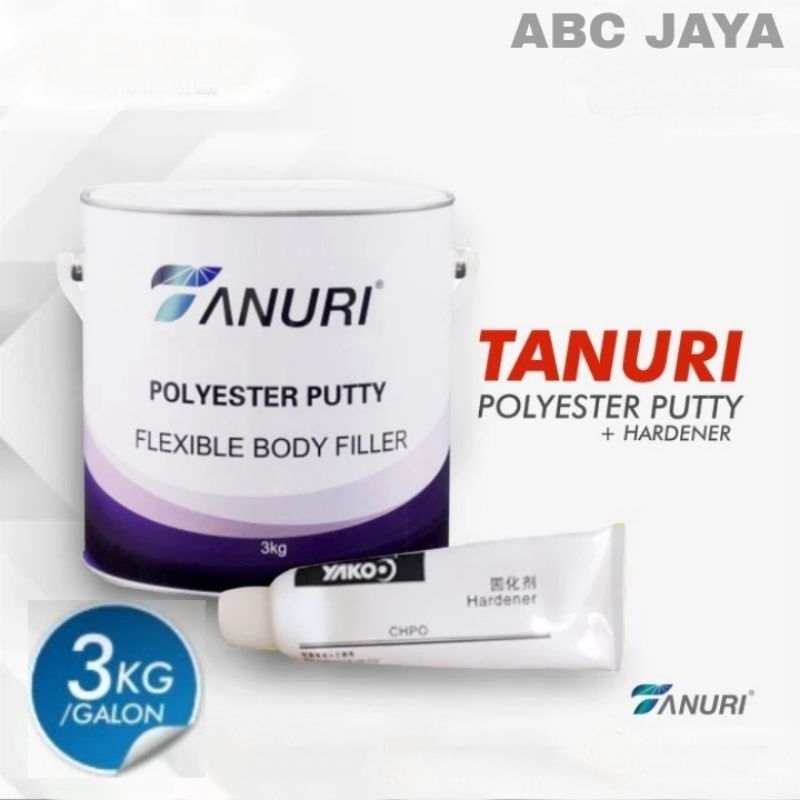 Dempul TANURI 3Kg / Galon Polyester Putty Flexible Body Filler Dempul Mobil Sepeda Motor 3 Kilo