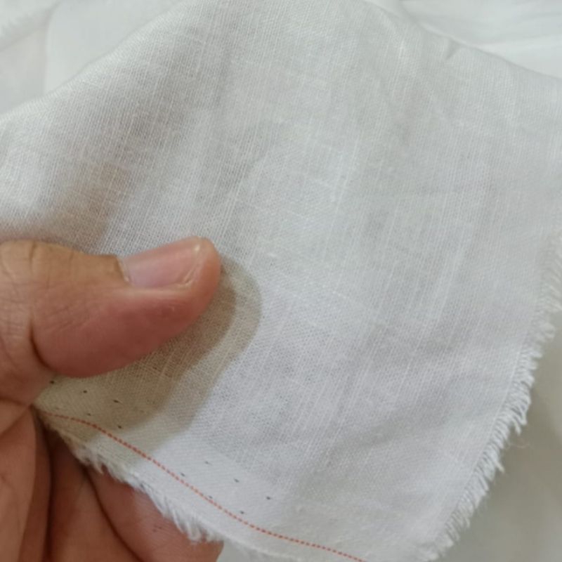 Bahan Kain Katun Linen Tipis Warna Putih, Warna BW, Warna Hitam, Warna Army & Warna Khaki Harga 0,5m