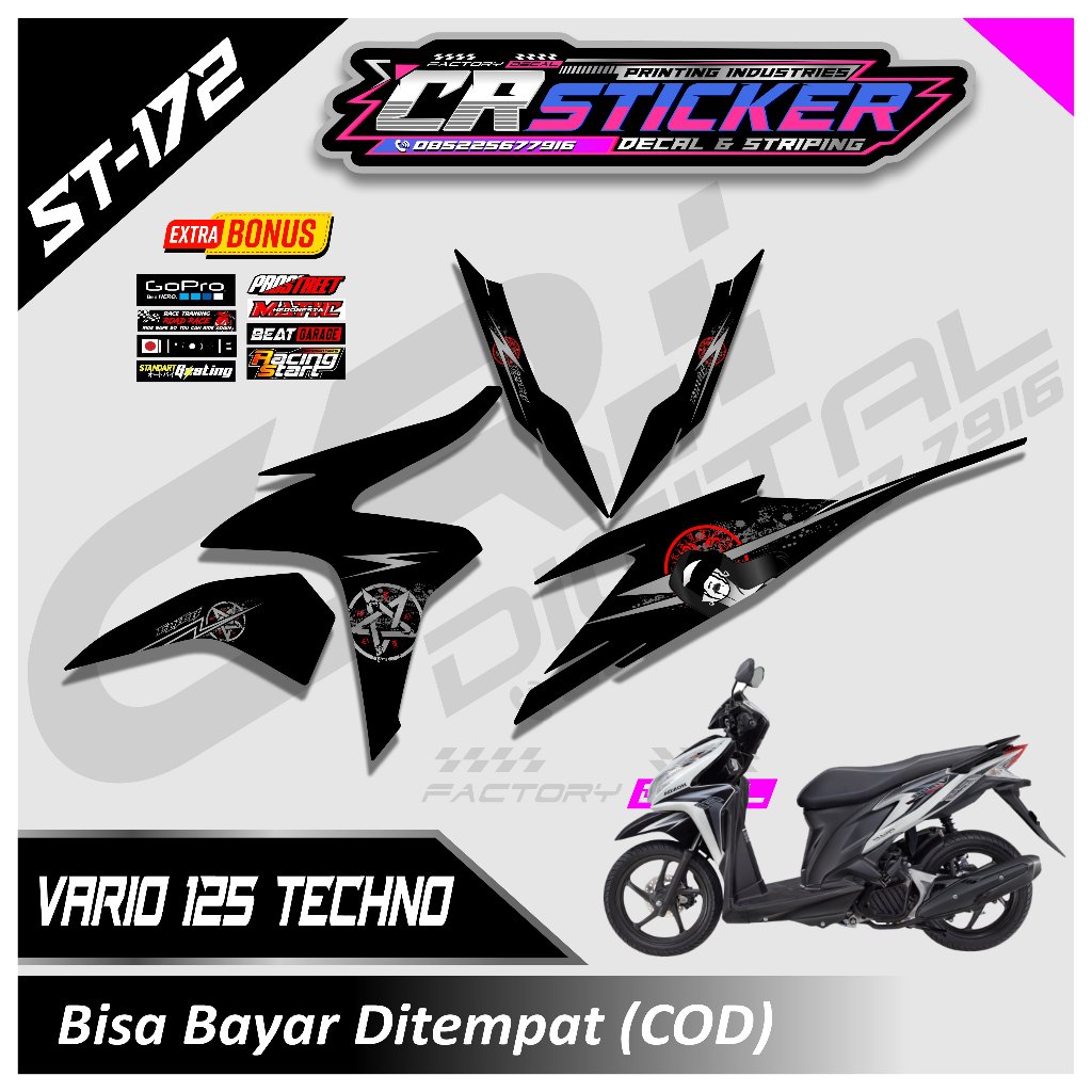 Sticker Striping vinyl Motor Honda Vario 125 Techno 125 old Terbaru Sticker Vario techno Lady