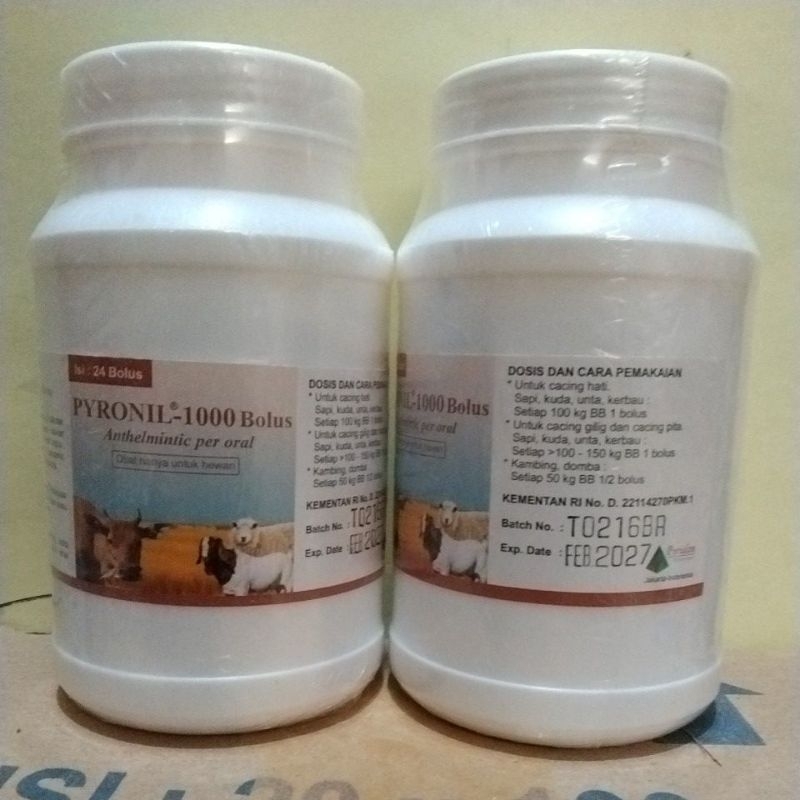 pyronil 1000 ~ 1pot 24 bolus (obat cacing kambing domba)