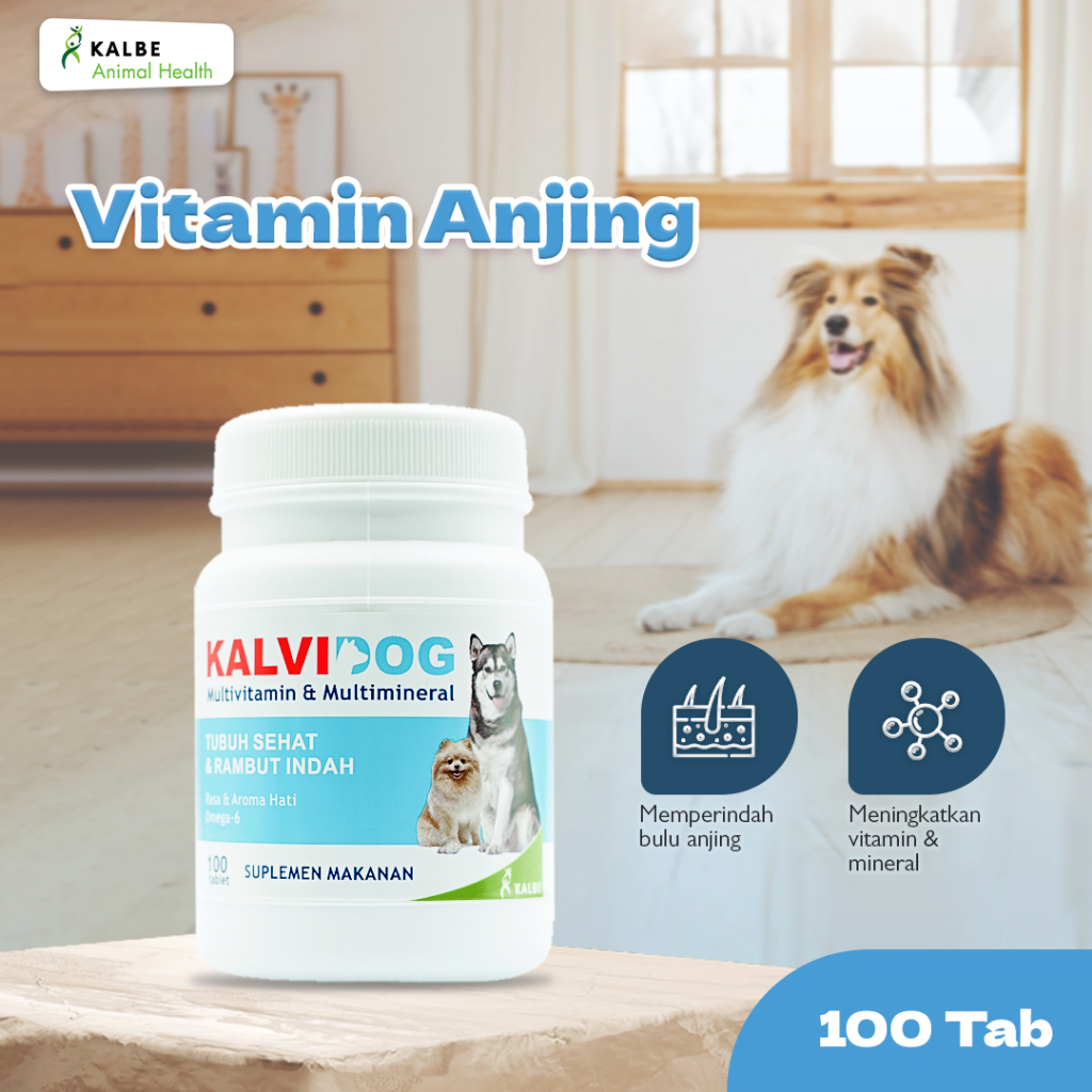

23bagusmenshop - Kalvidog Multivitamin Anjing 100 Tablet Penambah Nafsu Makan Imun Tulang Bulu