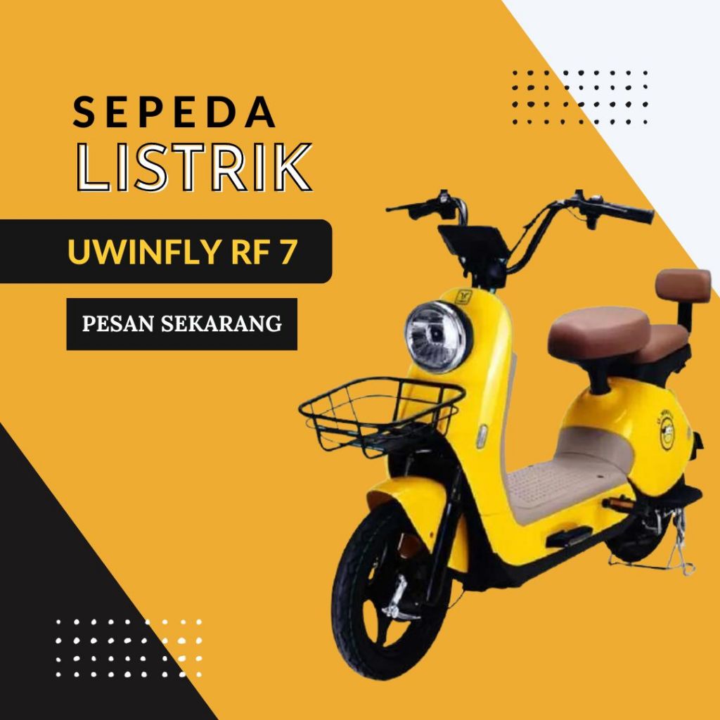 Uwinfly (RF 7) Sepeda Listrik/Kuning/Terbaru/Kekinian/Cocok untuk Semua Kalangan/Bergaransi Resmi