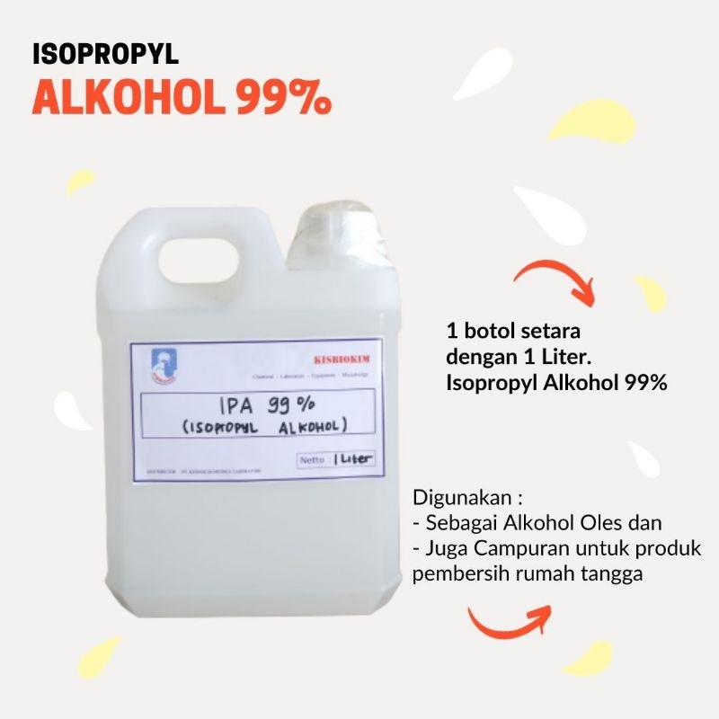 Isopropyl Alcohol 99% / IPA 99% 1 Liter / Alkohol Murni 99%