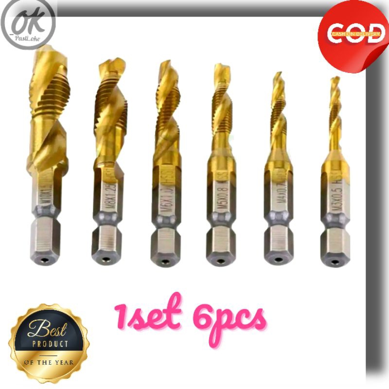 Mata Bor Tab Drill Senai Pembuat Drat Baut 1set/ 6pcs