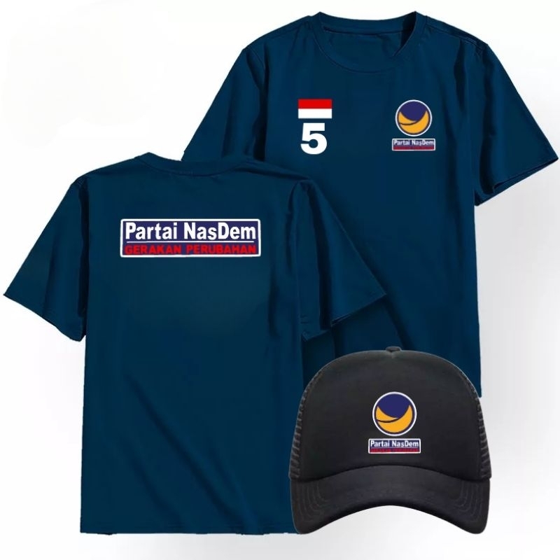 KAOS PARTAI NASDEM BONUS TOPI || BAJU PARTAI NASDEM
