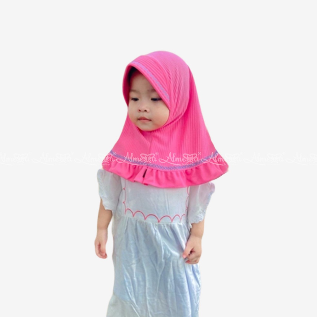 HIJAB JILBAB KERUDUNG ANAK BAYI INSTAN PLISKET PICOT 1-3 TAHUN