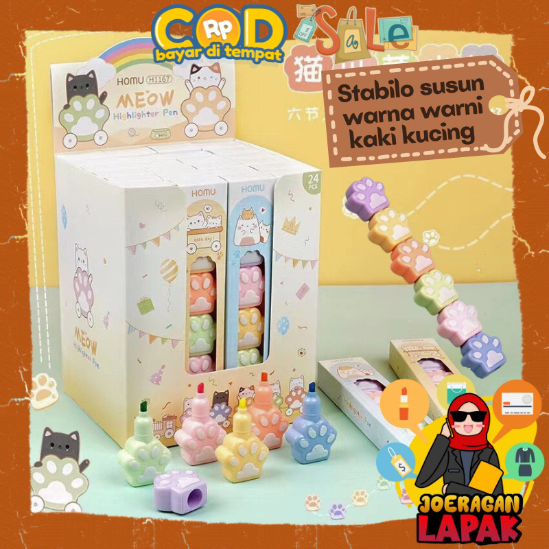 

⭐️JOERAGAN LAPAK⭐️ STABILO SET SUSUN 6 WARNA KAKI KUCING HIGHLIGHTER TUMPUK PASTEL MARKER L SPIDOL TEXTLIGHTET TEXTLINER LUCU AESTHETIC ANAK GAMBAR TULIS KANTOR