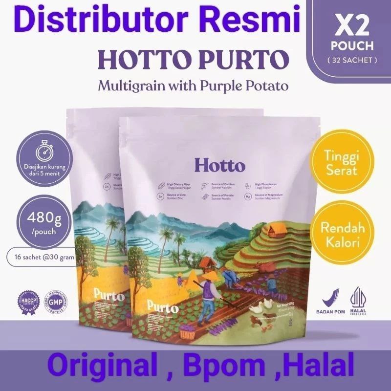 

Hotto Purto Multigrain With Purple Polato 2 Pouch (isi 32 sachet) - Hotto Balikpapan