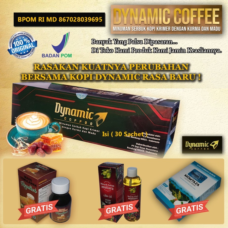 Dynamic Coffe 30 Sachet @ 30 Gr Asli Free 3 Varian