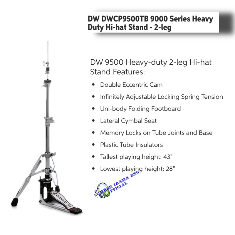 DW DWCP9500TB - DW 9000 SERIES HEAVY DUTY HI HAT STAND 2 LEG