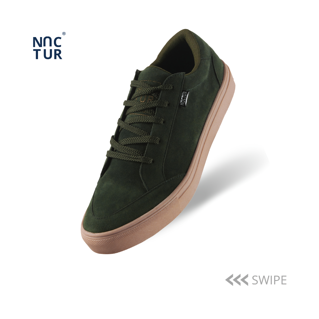 NOCTUR - Sneakers Pria Hijau Army Bahan Kulit Suede N-200