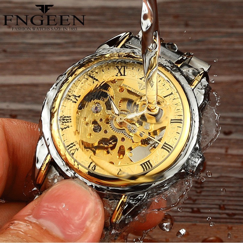 Hot Fngeen 8866 Otomatis Jam Tangan Pria Anti Air Original 100% Luxury Stainless Steel Mekanis Watch