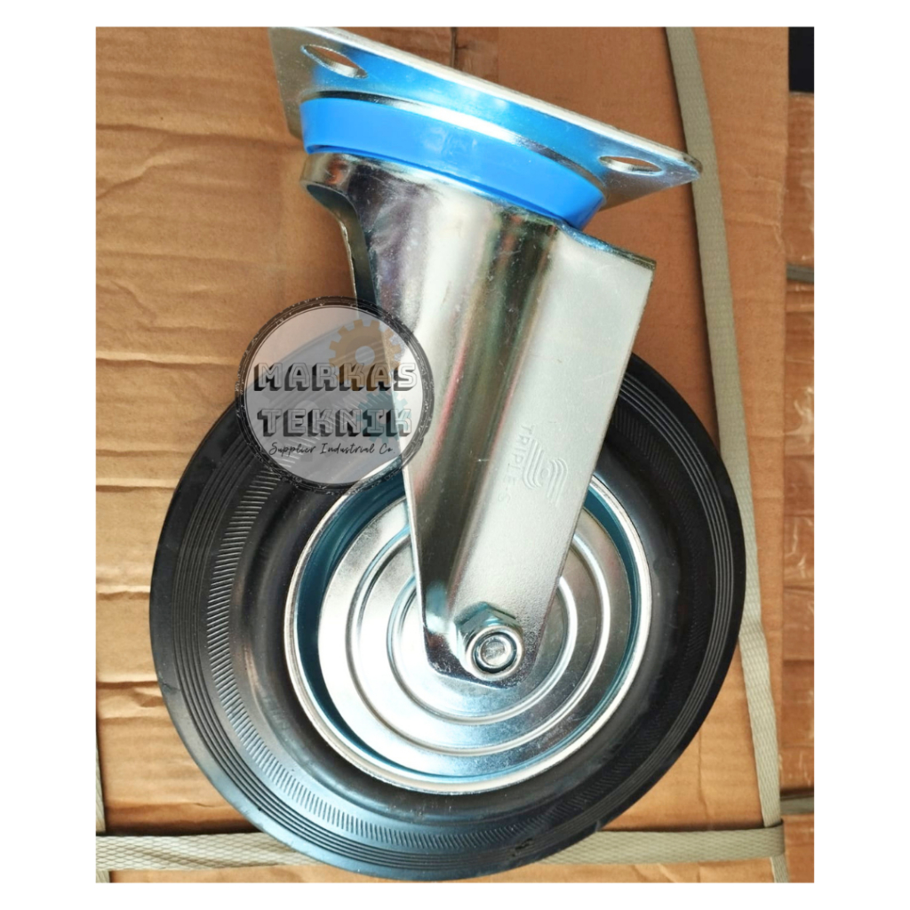 TRIPLE S Roda Karet 8" Hidup / Mati / Hidup Rem ( Pilih Varian )