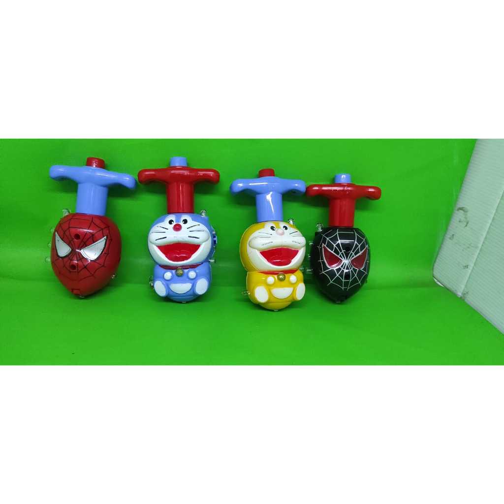 Gasing Karakter Lampu LED & Musik - Mainan Gangsing Flashing Top | Doraemon,spiderman BY40