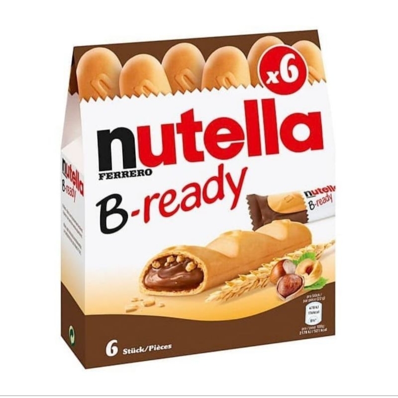 

Nutella B-ready Wafer Coklat Ferrero Hazelnut 132g isi 6 pcs b ready