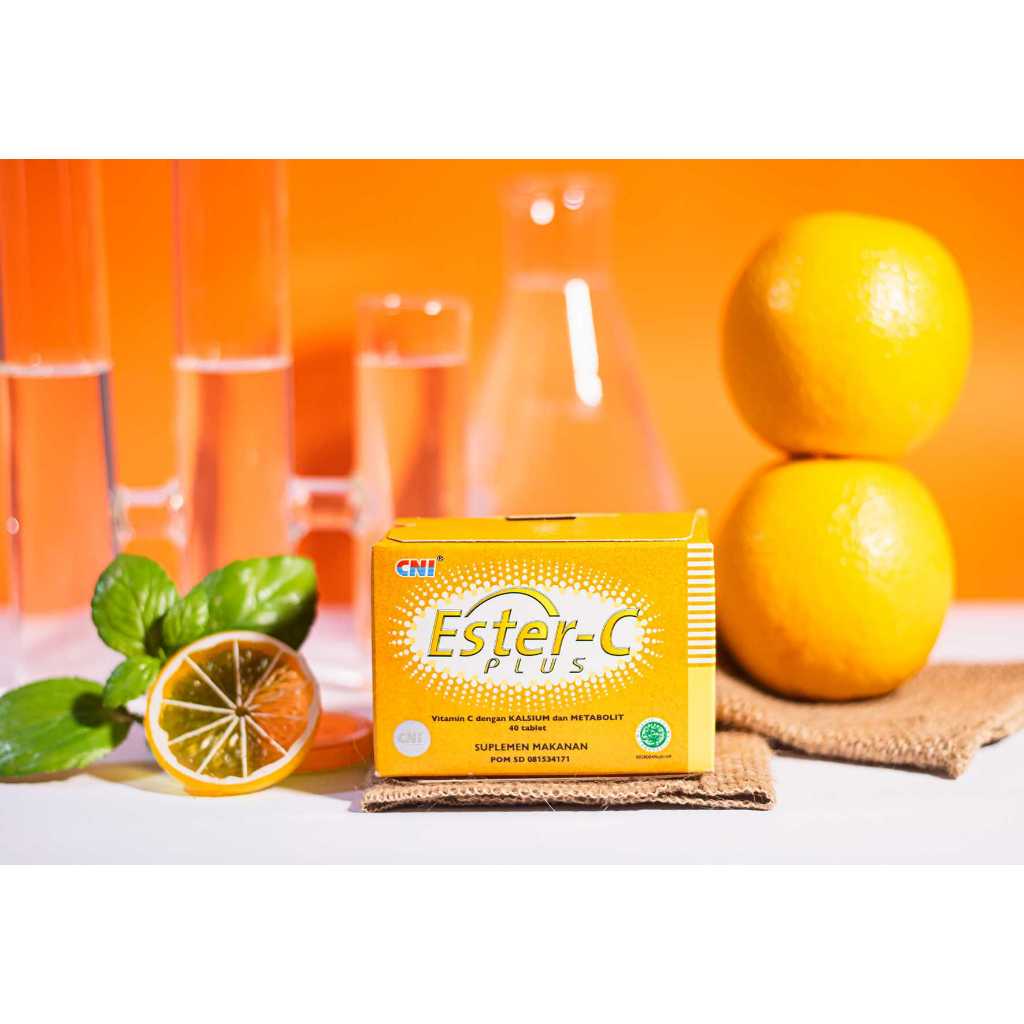 Official CNI Ester C Plus Kemasan Box isi 10 strip x 4 tablet (40 Tablet) Ber Ph Netral Vitamin C Su