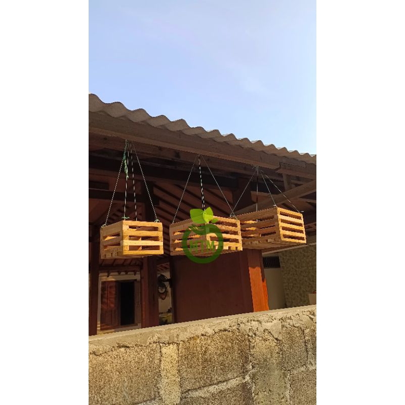 Pot Gantung Anggrek Kayu Jati | Rak Anggrek Kayu Jati