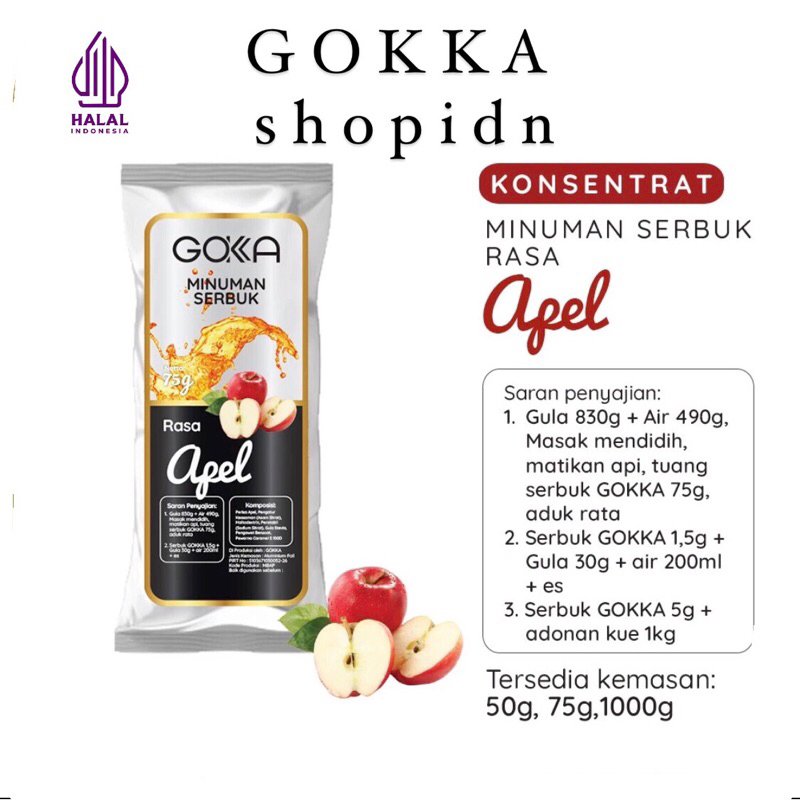 

Bubuk Minuman Apel Gokka 50g - Powder drink Apple 50g [Gokka Drink 50g]