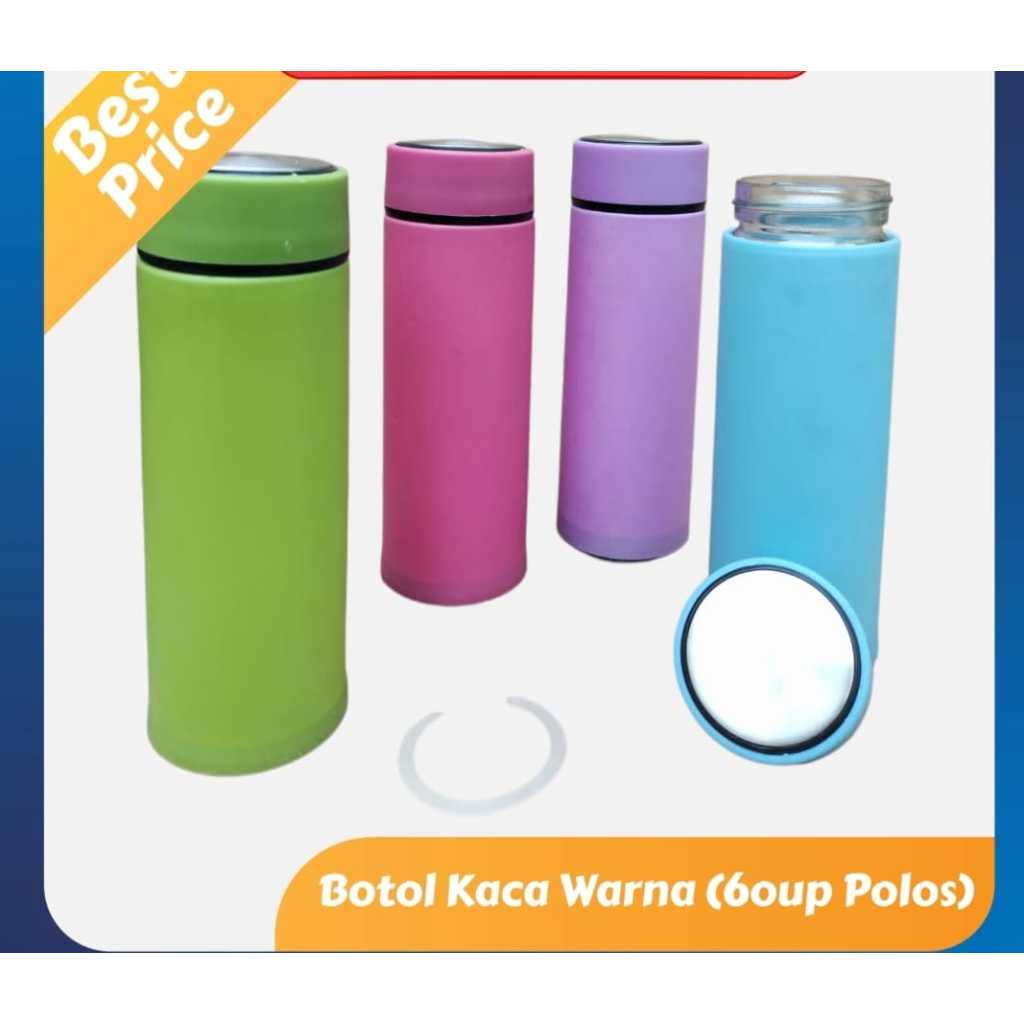 Termurah Botol Minum Kaca Six Oup 400ml / Beling cover plastik 6oup Polos