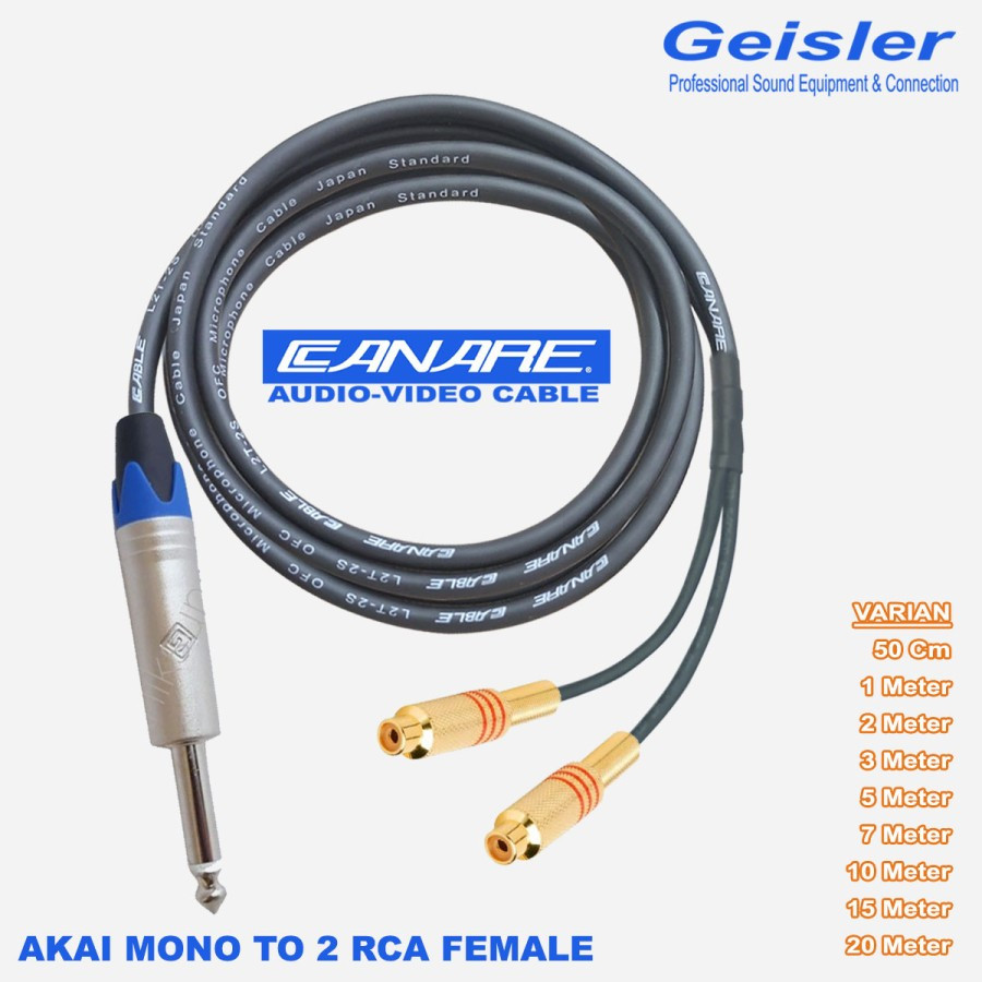 Kabel Audio Jack Akai Mono Geisler to 2 RCA Cewe/Female - STANDARD JAPAN