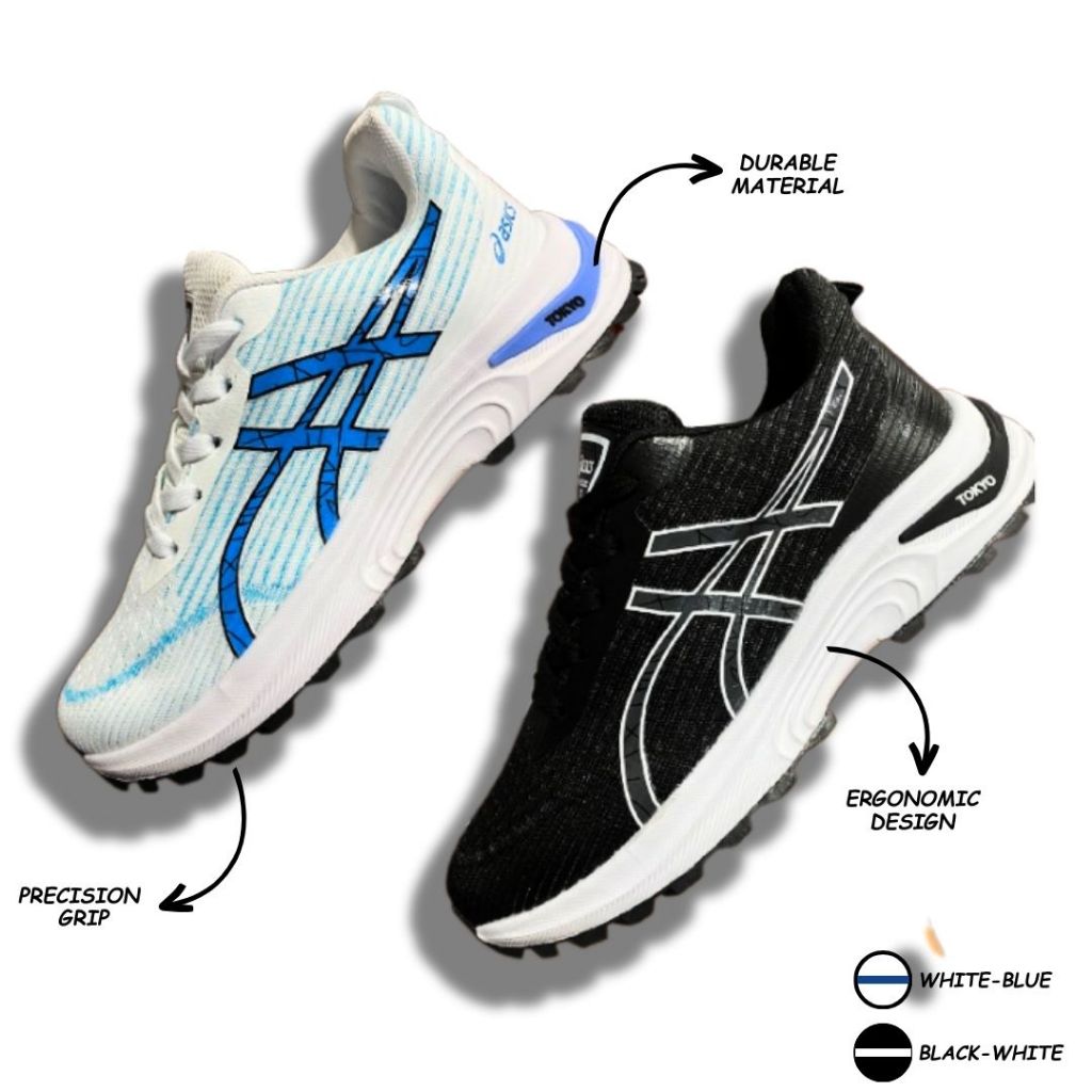 SEPATU ASICS SEPATU OLAHRAGA SEPATU HITAM BIRU PUTIH SEPATU OLAHRAGA SENAM JOGING BAGUS