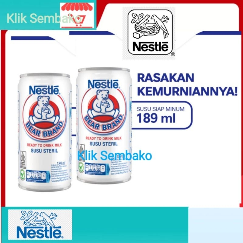 

BEAR BRAND Susu Beruang Susu Sapi Steril 189 ml