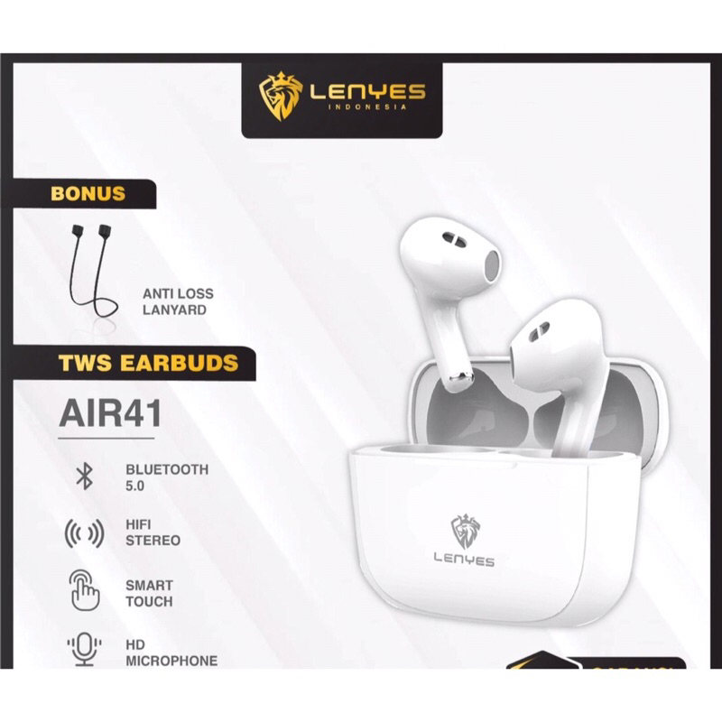 LENYES AIR 41 TWS Headset Wireless Bluetooth 5.0 Earbuds Hifi Stereo Earphone