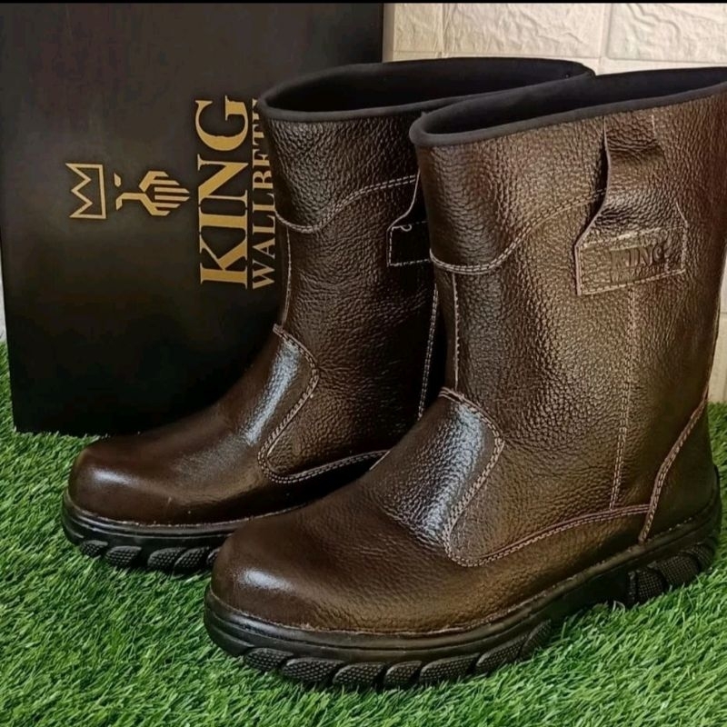 sepatu safety lodong warna Cokelat full kulit asli, original Cibaduyut Bandung